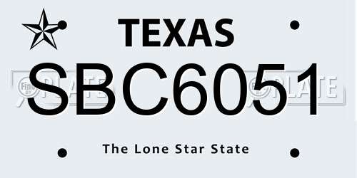 SBC6051 Texas License Plate