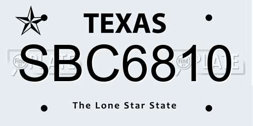 SBC6810 Texas License Plate