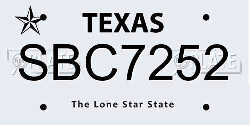 SBC7252 Texas License Plate