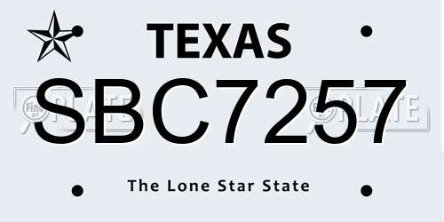 SBC7257 Texas License Plate