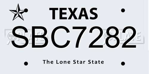 SBC7282 Texas License Plate