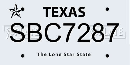 SBC7287 Texas License Plate