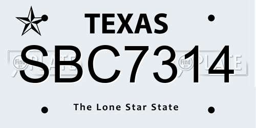 SBC7314 Texas License Plate