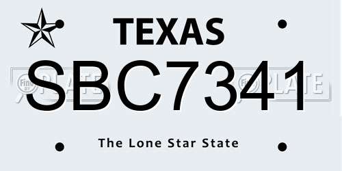 SBC7341 Texas License Plate