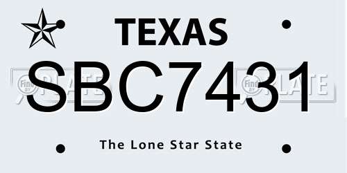 SBC7431 Texas License Plate