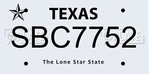 SBC7752 Texas License Plate