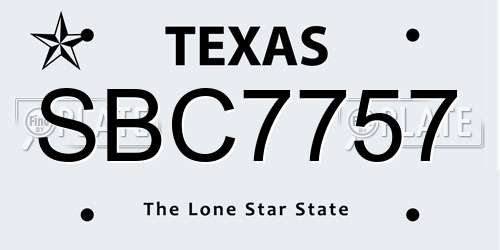 SBC7757 Texas License Plate