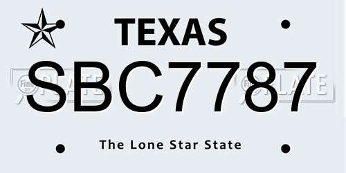 SBC7787 Texas License Plate