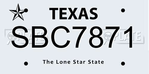 SBC7871 Texas License Plate