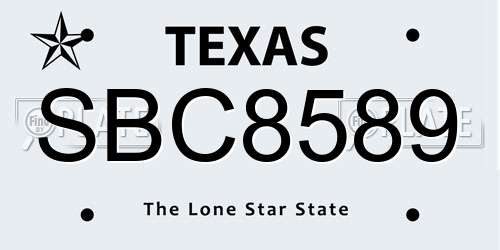 SBC8589 Texas License Plate