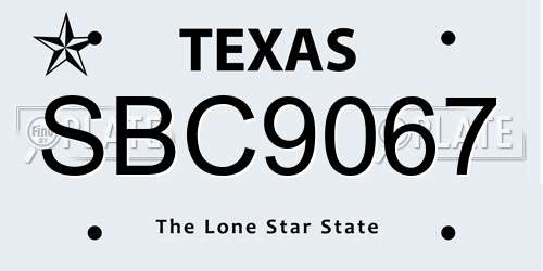 SBC9067 Texas License Plate