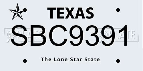 SBC9391 Texas License Plate