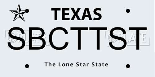 SBCTTST Texas License Plate