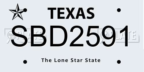 SBD2591 Texas License Plate