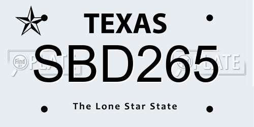SBD265 Texas License Plate