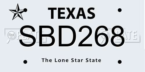 SBD268 Texas License Plate