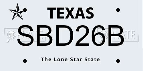 SBD26B Texas License Plate