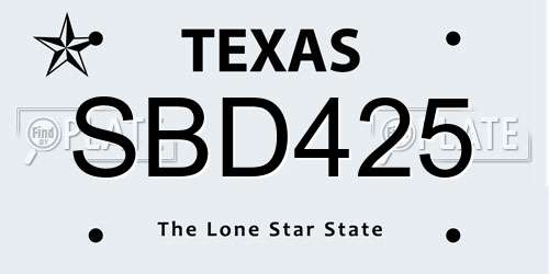 SBD425 Texas License Plate