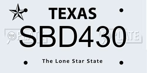 SBD430 Texas License Plate