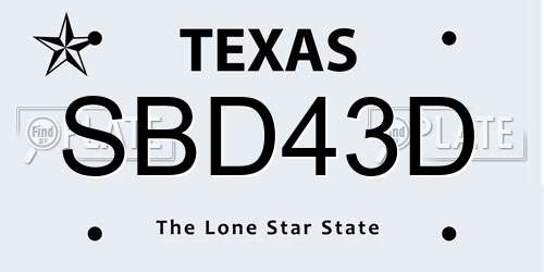 SBD43D Texas License Plate
