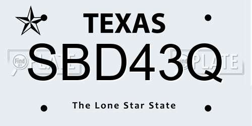 SBD43Q Texas License Plate