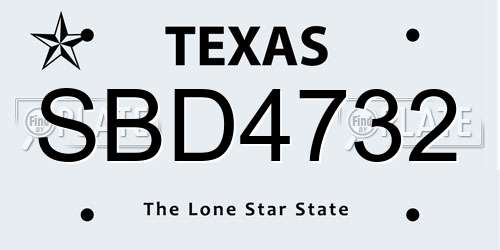 SBD4732 Texas License Plate