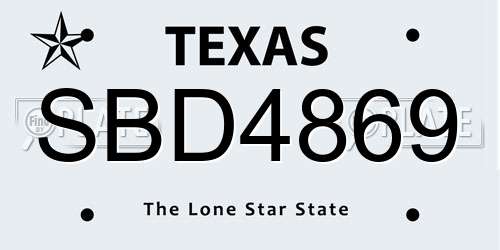 SBD4869 Texas License Plate