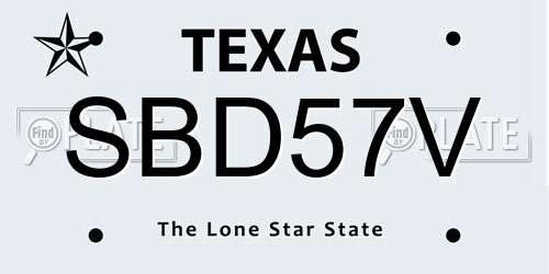 SBD57V Texas License Plate
