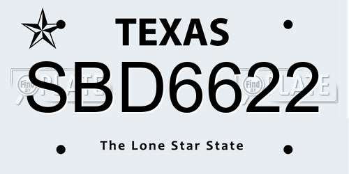 SBD6622 Texas License Plate
