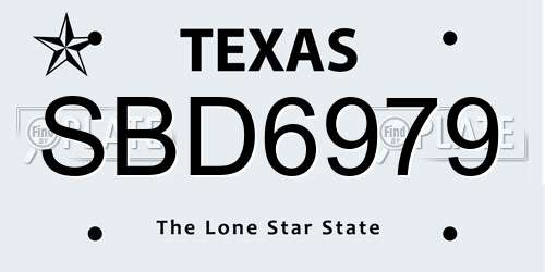 SBD6979 Texas License Plate