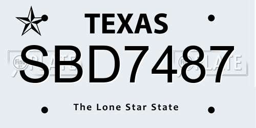 SBD7487 Texas License Plate