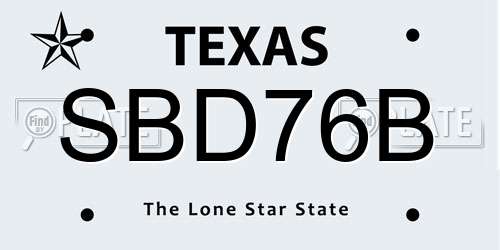 SBD76B Texas License Plate