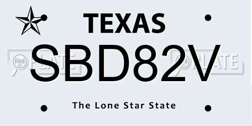 SBD82V Texas License Plate