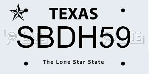SBDH59 Texas License Plate
