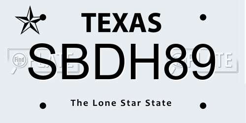 SBDH89 Texas License Plate