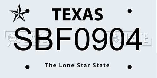 SBF0904 Texas License Plate