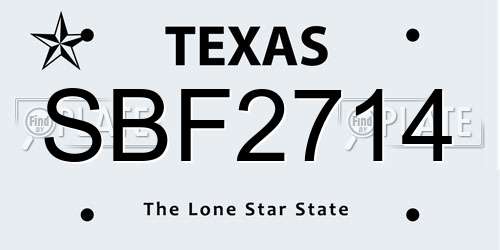 SBF2714 Texas License Plate