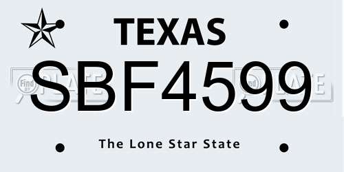 SBF4599 Texas License Plate