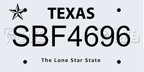 SBF4696 Texas License Plate