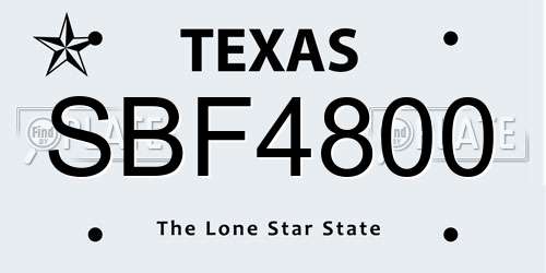 SBF4800 Texas License Plate