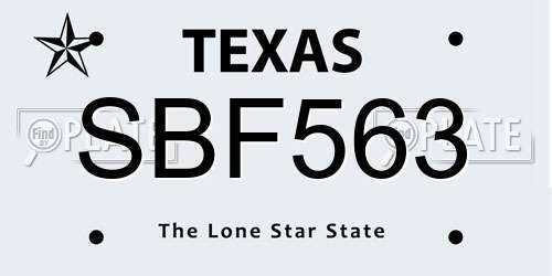 SBF563 Texas License Plate