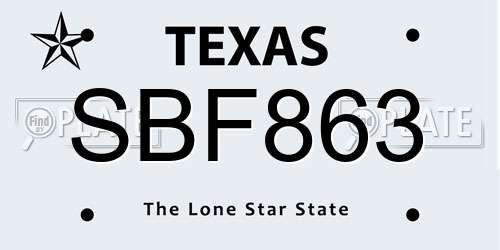 SBF863 Texas License Plate