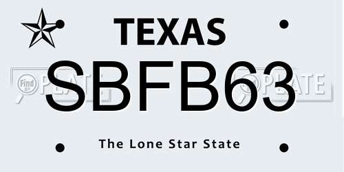 SBFB63 Texas License Plate