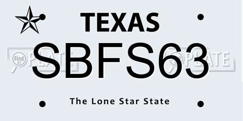 SBFS63 Texas License Plate