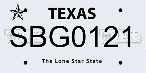 SBG0121 Texas License Plate