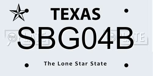 SBG04B Texas License Plate