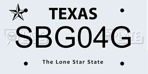 SBG04G Texas License Plate