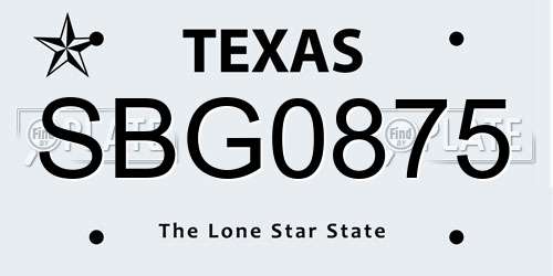 SBG0875 Texas License Plate