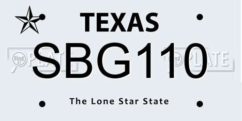 SBG110 Texas License Plate