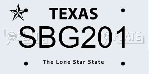 SBG201 Texas License Plate